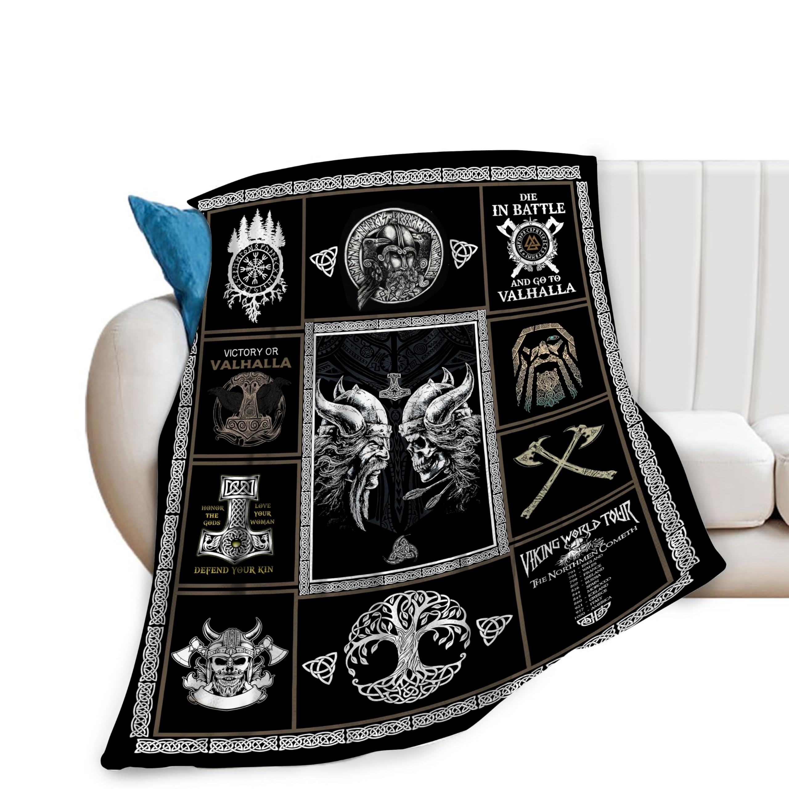 Medieval Viking Blanket Viking Decor Throw Blanket Warm Soft Plush Lightweight Fleece Flannel Blanket Cool Gifts For Vikings Men